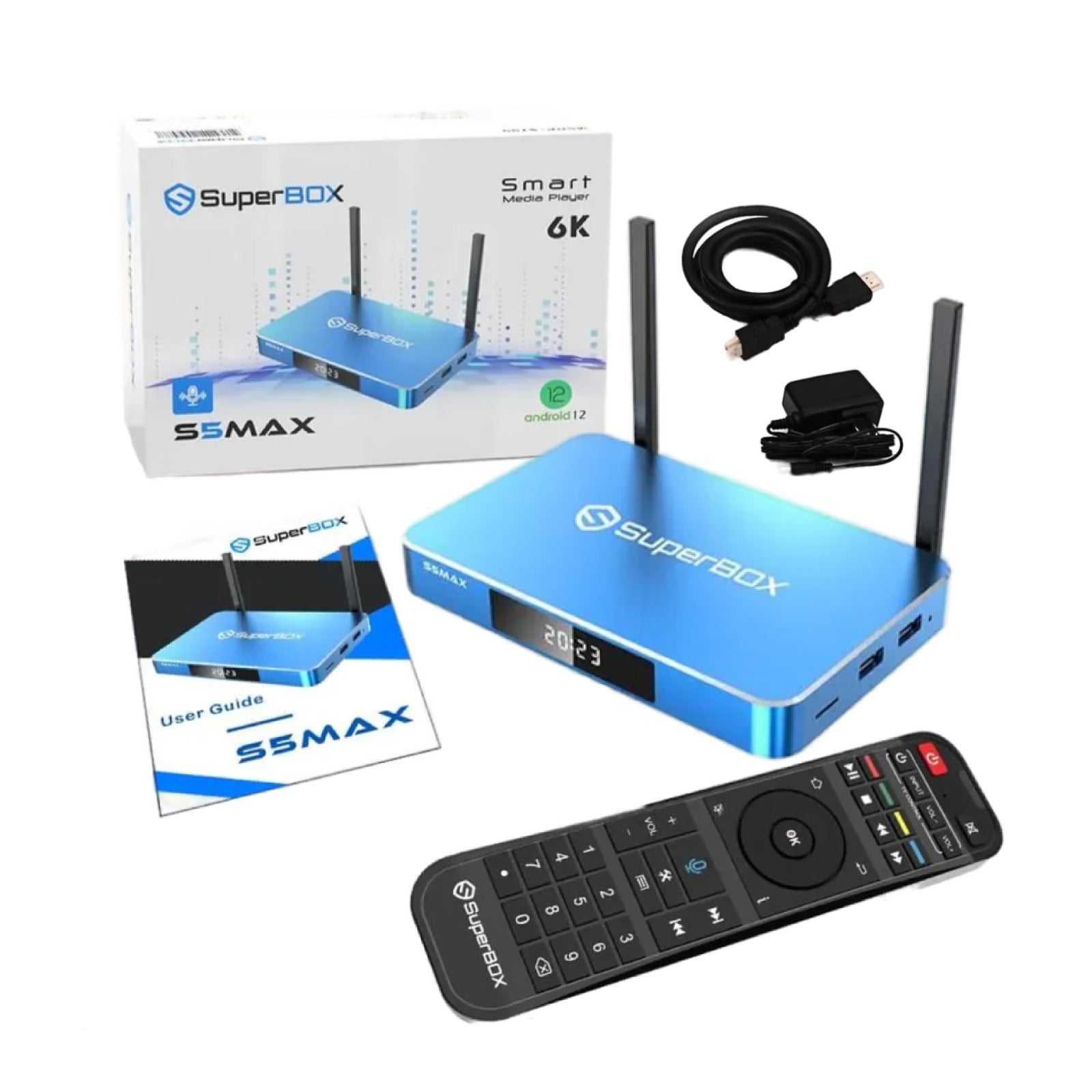 SuperBox S5 Max (New) Fully Load 6k 4GB Ram + 64GB, Voice Control Remote, ANDROID TV Dual Band Wi-Fi, 7 Days Playback Ultra HD 6K Video Player