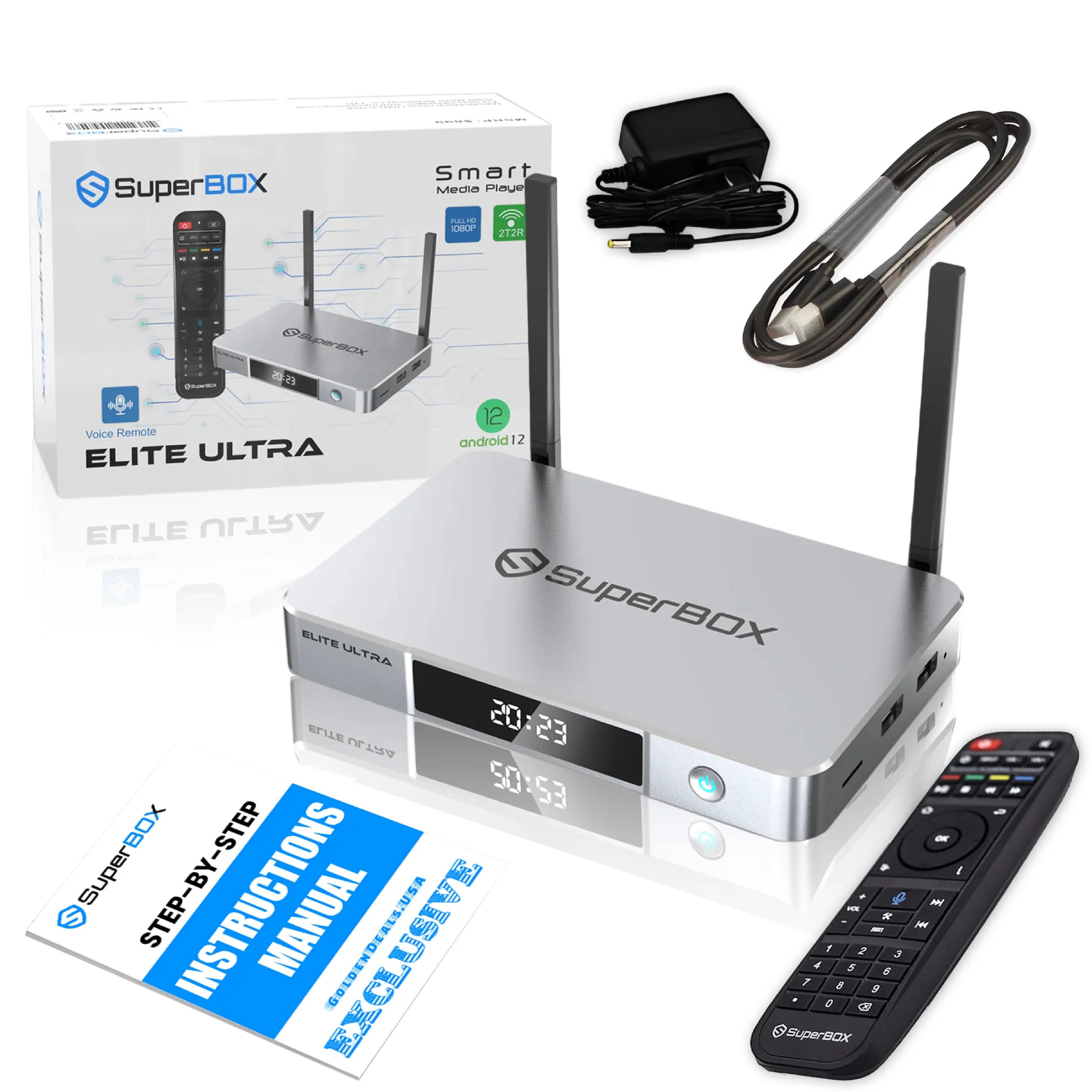 SuperBox Elite Ultra (New) Fully Load 6k 4GB Ram + 128GB, Voice Control Remote, ANDROID TV Dual Band Wi-Fi, 7 Days Playback Ultra HD 6K Video Player